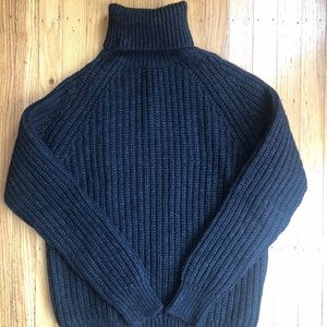 Charcoal gray ribbed turtleneck sweater